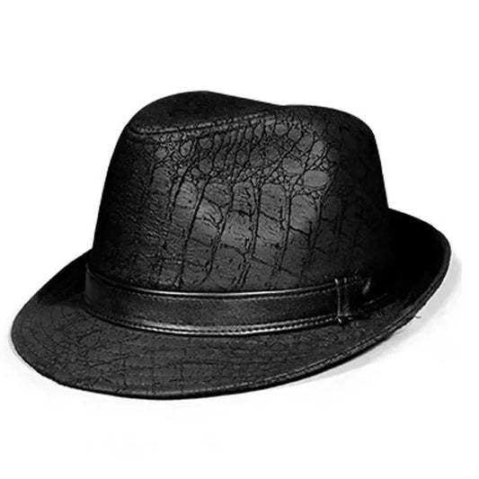 Bayeux Black Genuine Leather Trilby Hat - Timeless Leather Trilby With Clean Silhouette
