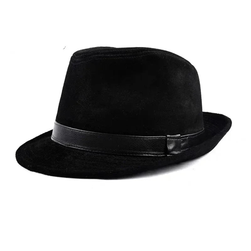 Bayeux Black Genuine Leather Trilby Hat - Timeless Leather Trilby With Clean Silhouette