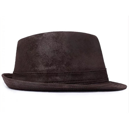 Belcastel Distressed Genuine Leather Trilby Hat - Rugged Texture With Classic Silhouette