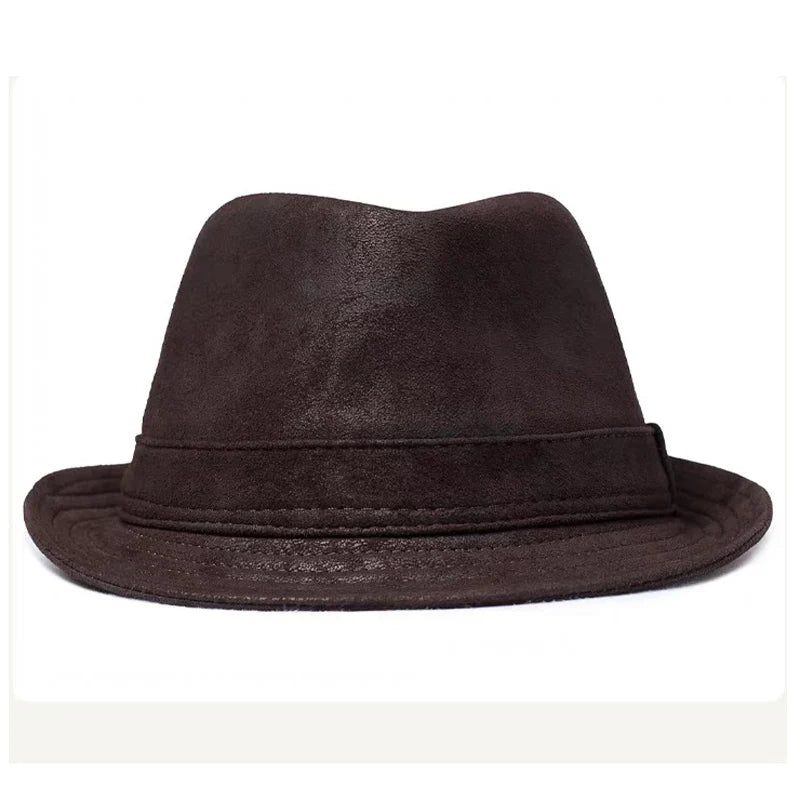 Belcastel Distressed Genuine Leather Trilby Hat - Rugged Texture With Classic Silhouette