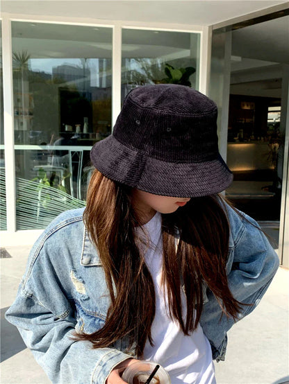 Belgrade Winter Corduroy Bucket Hat - Plain Pattern Warm Corduroy Style For Cold Weather