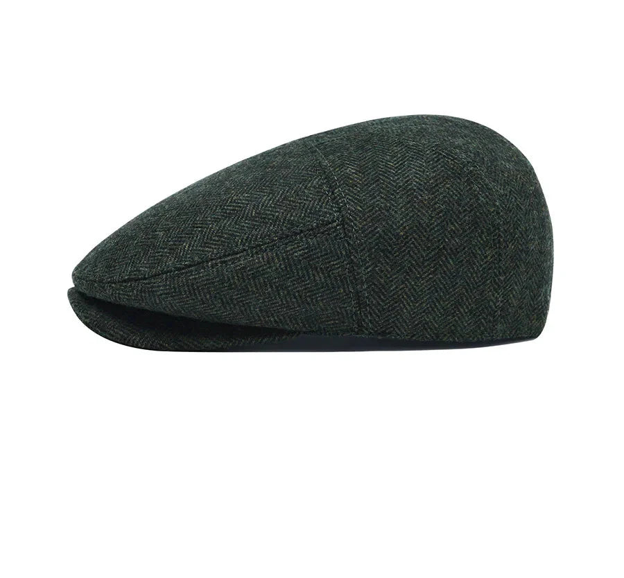 Bellamy Wool Herringbone Flat Cap - Versatile Wool Blend Hat For Casual To Smart Looks