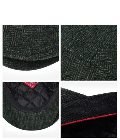 Bellamy Wool Herringbone Flat Cap - Versatile Wool Blend Hat For Casual To Smart Looks
