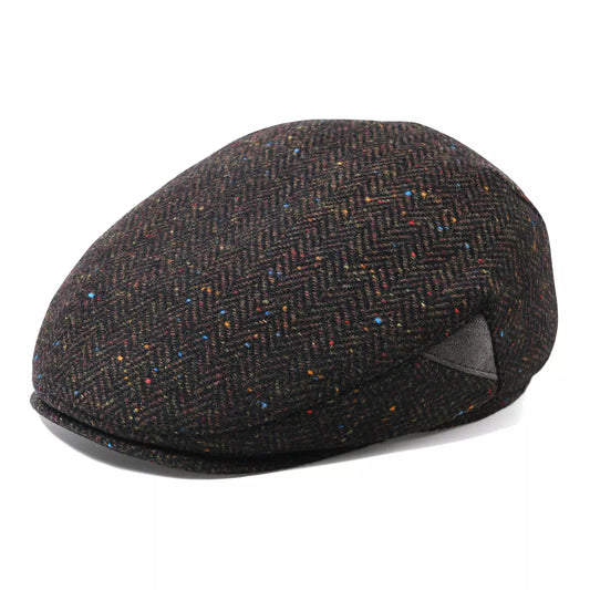 Bellevue Herringbone Wool Flat Cap - Classic All Wool Warmth For Fall And Winter