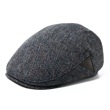 Bellevue Herringbone Wool Flat Cap - Classic All Wool Warmth For Fall And Winter