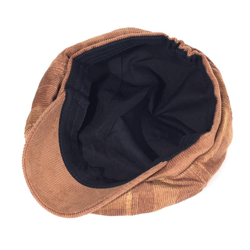 Beynac Plaid Corduroy Newsboy Cap - Classic Plaid Cotton Corduroy Cap For Timeless Style