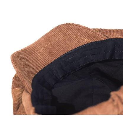 Beynac Plaid Corduroy Newsboy Cap - Classic Plaid Cotton Corduroy Cap For Timeless Style