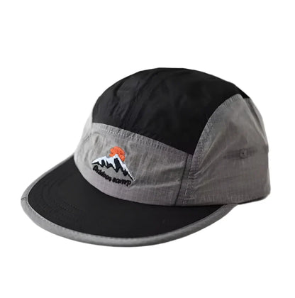 Bicolor Short Brim Patchwork Baseball Cap - Casual Patchwork Cap With Two Tone Appeal
