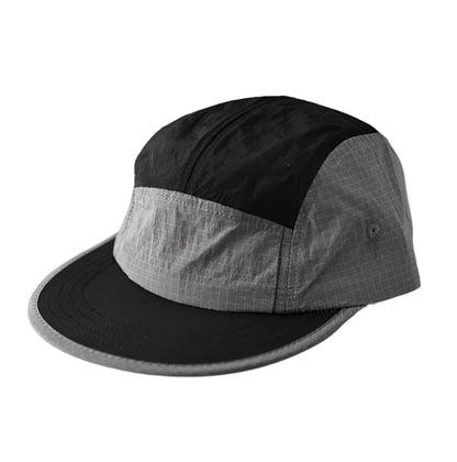 Bicolor Short Brim Patchwork Baseball Cap - Casual Patchwork Cap With Two Tone Appeal