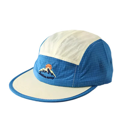 Bicolor Short Brim Patchwork Baseball Cap - Casual Patchwork Cap With Two Tone Appeal