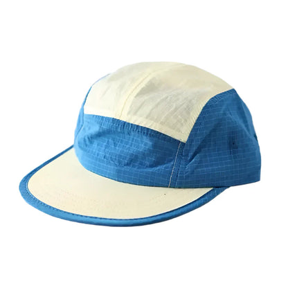 Bicolor Short Brim Patchwork Baseball Cap - Casual Patchwork Cap With Two Tone Appeal