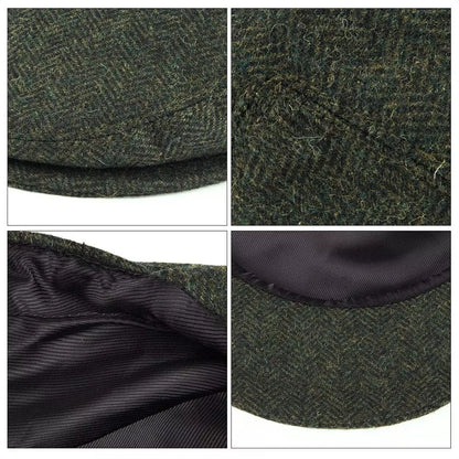 Birmingham Wool Herringbone Flat Cap – Warm Classic Ivy Cap