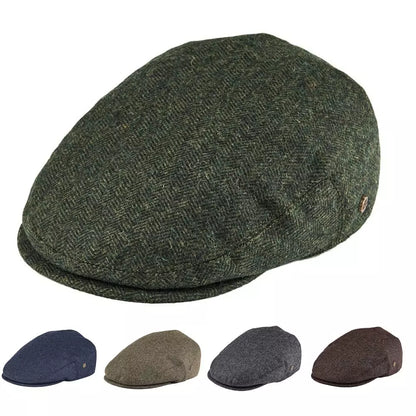 Birmingham Wool Herringbone Flat Cap – Warm Classic Ivy Cap