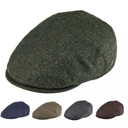 Birmingham Wool Herringbone Flat Cap – Warm Classic Ivy Cap