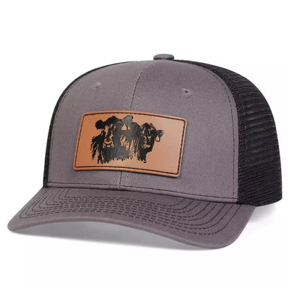 Black Bulls Trucker Cap - Casual Trucker Cap With Embroidered Logo And Mesh Back