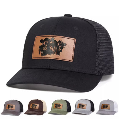 Black Bulls Trucker Cap - Casual Trucker Cap With Embroidered Logo And Mesh Back