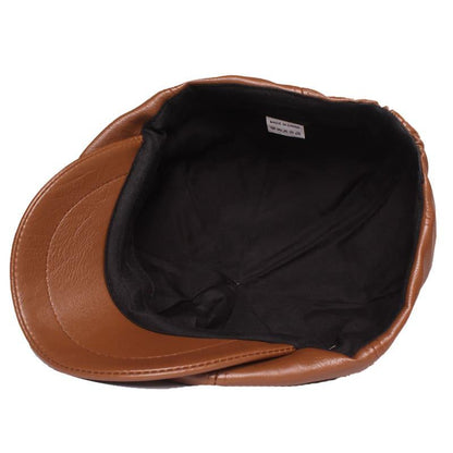 Blackpool Leather Newsboy Cap – Vegan Leather 8 Panel Classic Hat