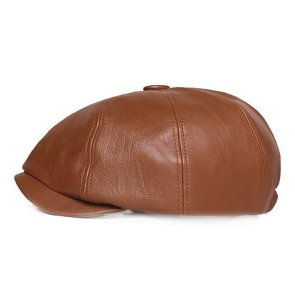 Blackpool Leather Newsboy Cap – Vegan Leather 8 Panel Classic Hat