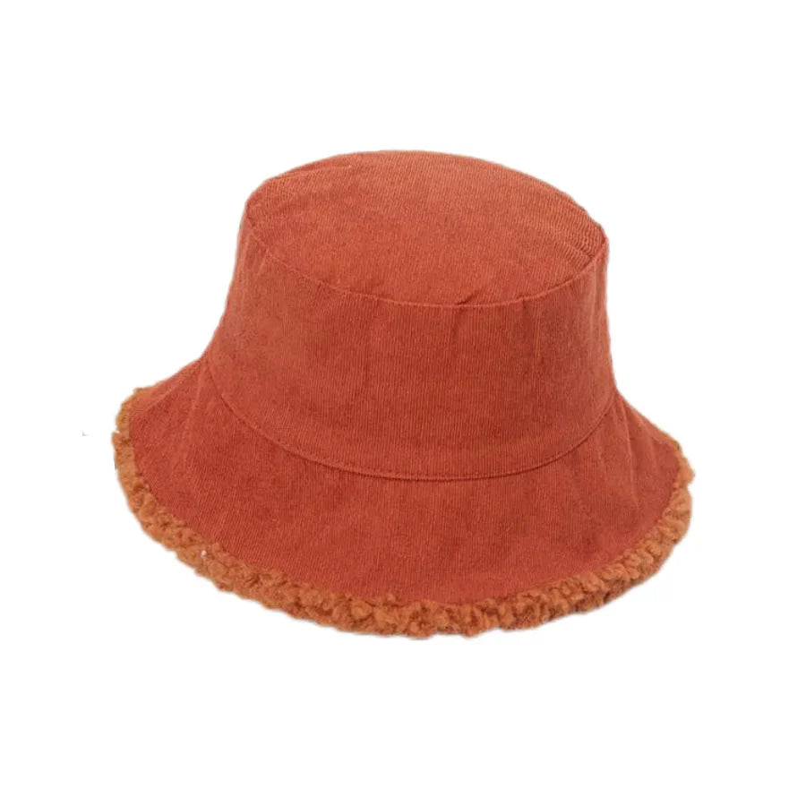 Blaine Winter Corduroy Bucket Hat - Warm Corduroy Hat With Inner Fur Lining For Cold Days