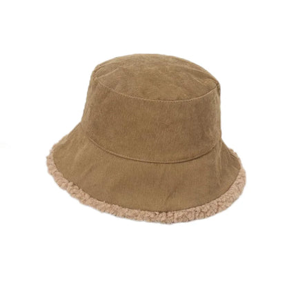 Blaine Winter Corduroy Bucket Hat - Warm Corduroy Hat With Inner Fur Lining For Cold Days