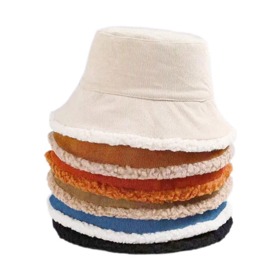 Blaine Winter Corduroy Bucket Hat - Warm Corduroy Hat With Inner Fur Lining For Cold Days