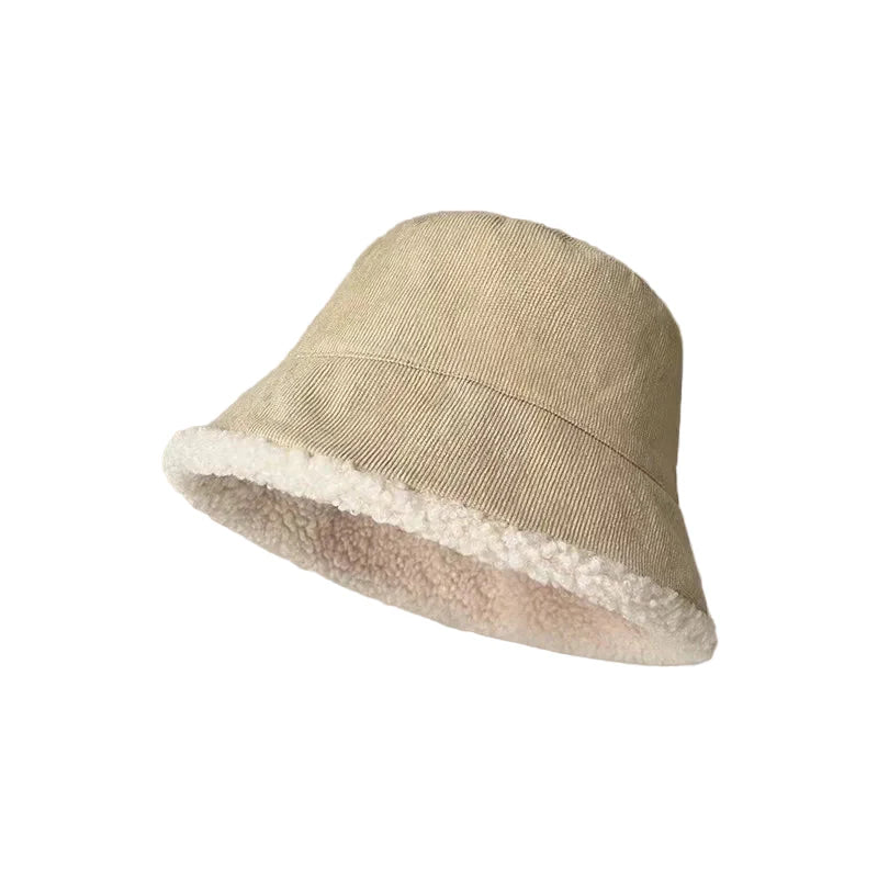Blaine Winter Corduroy Bucket Hat - Warm Corduroy Hat With Inner Fur Lining For Cold Days