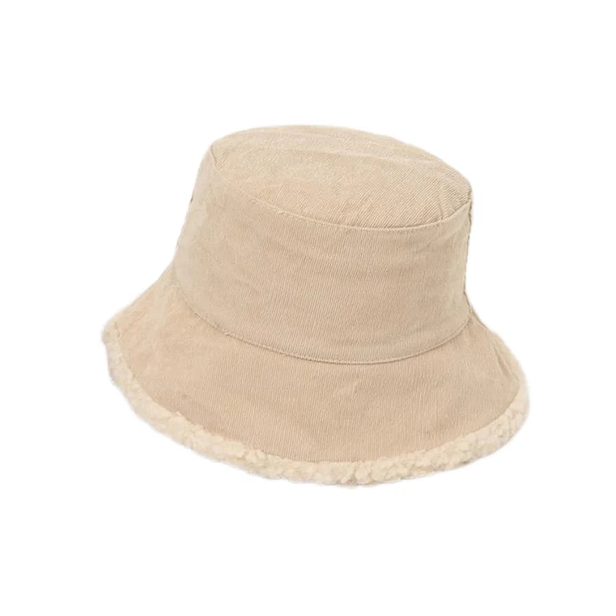 Blaine Winter Corduroy Bucket Hat - Warm Corduroy Hat With Inner Fur Lining For Cold Days