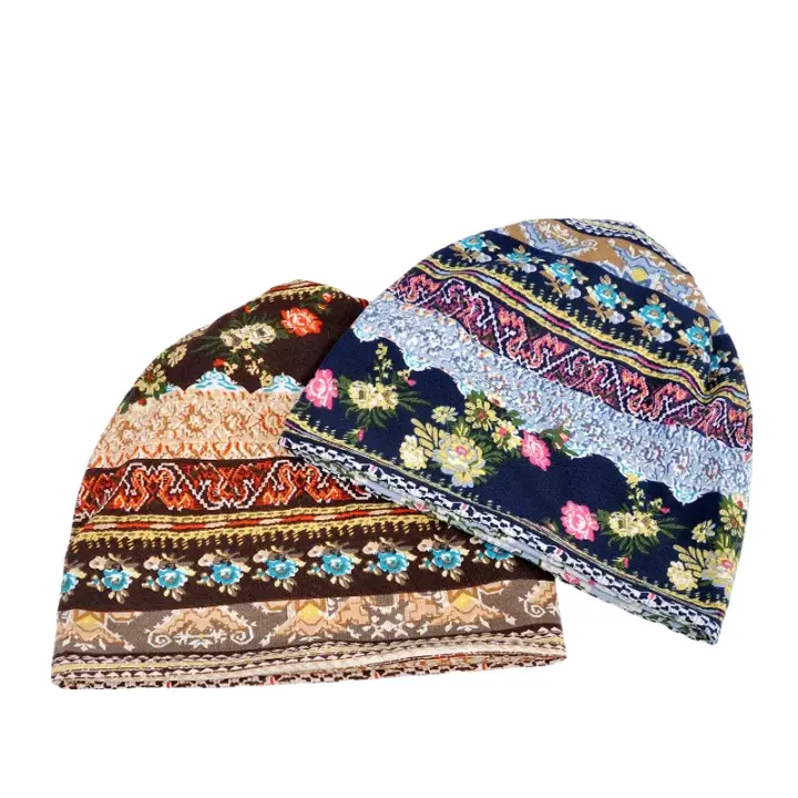 Boho Floral Snood Beanie Chic Cozy Knit Accessory - Urban Caps