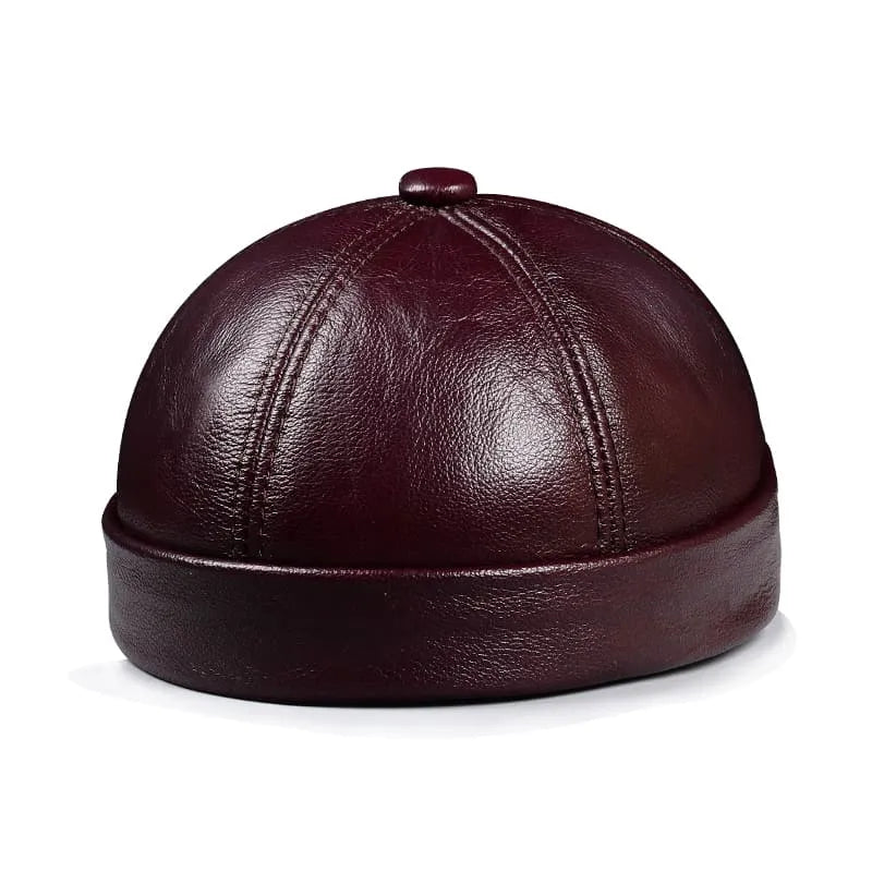 Boston Genuine Leather Docker Cap – Premium Brimless Fisherman Hat