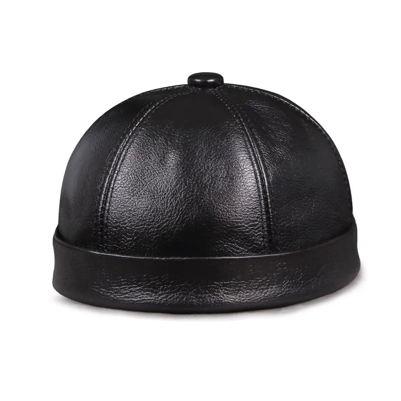 Boston Genuine Leather Docker Cap – Premium Brimless Fisherman Hat