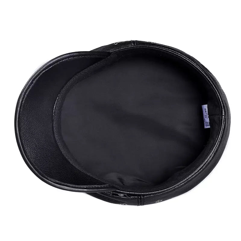 Bouillon Genuine Leather Sailor Cap - Classic Nautical Style With Soft Linen Lining