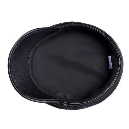 Bouillon Genuine Leather Sailor Cap - Classic Nautical Style With Soft Linen Lining