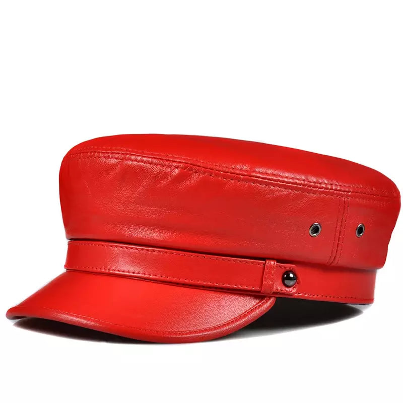 Bouillon Genuine Leather Sailor Cap - Classic Nautical Style With Soft Linen Lining