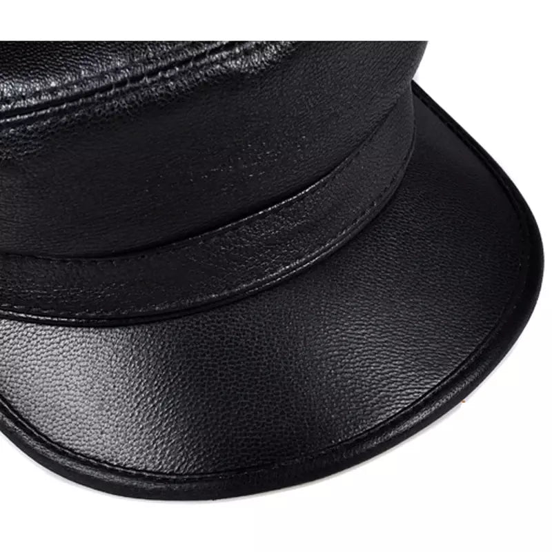 Bouillon Genuine Leather Sailor Cap - Classic Nautical Style With Soft Linen Lining