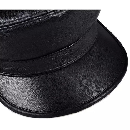 Bouillon Genuine Leather Sailor Cap - Classic Nautical Style With Soft Linen Lining