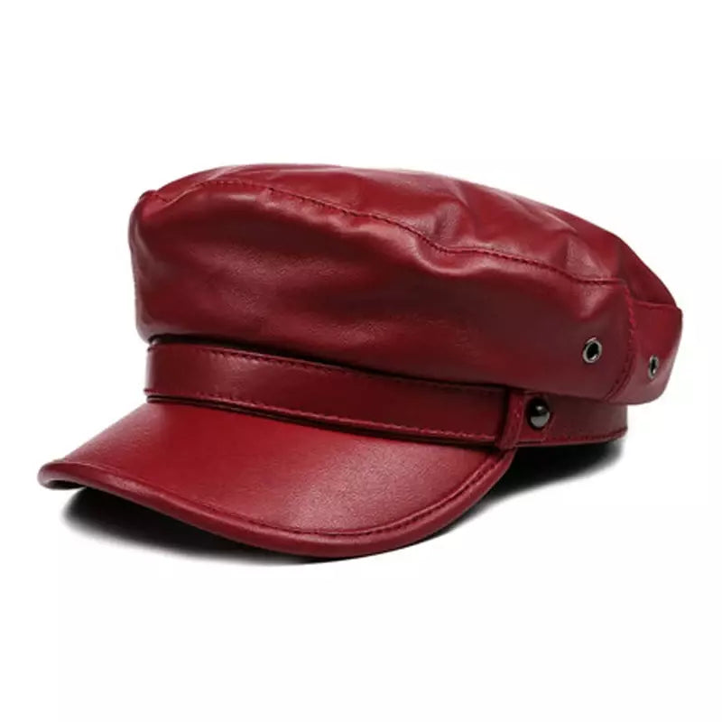 Bouillon Genuine Leather Sailor Cap - Classic Nautical Style With Soft Linen Lining