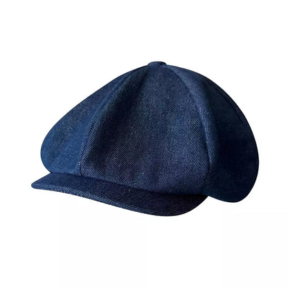 Bourget Vintage Blue Newsboy Cap - Timeless Blue Cap For Versatile Casual Daily Style