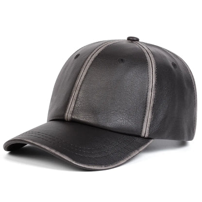 Bradley Retro Leather Baseball Cap - Timeless Vegan Leather Cap With Classic Silhouette