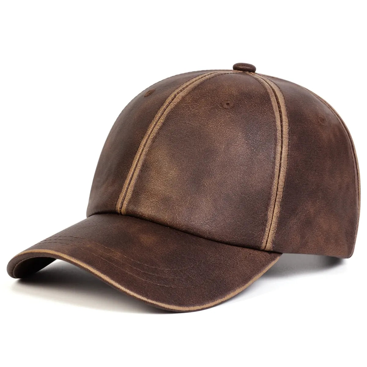 Bradley Retro Leather Baseball Cap - Timeless Vegan Leather Cap With Classic Silhouette