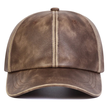 Bradley Retro Leather Baseball Cap - Timeless Vegan Leather Cap With Classic Silhouette