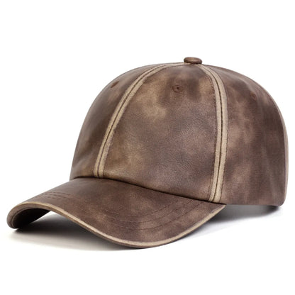 Bradley Retro Leather Baseball Cap - Timeless Vegan Leather Cap With Classic Silhouette