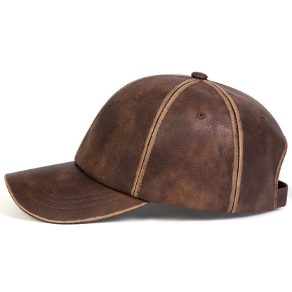 Bradley Retro Leather Baseball Cap - Timeless Vegan Leather Cap With Classic Silhouette