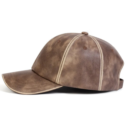 Bradley Retro Leather Baseball Cap - Timeless Vegan Leather Cap With Classic Silhouette