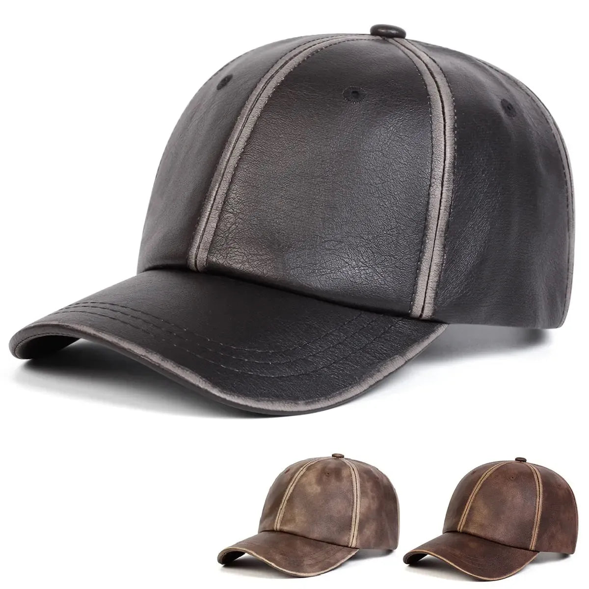 Bradley Retro Leather Baseball Cap - Timeless Vegan Leather Cap With Classic Silhouette