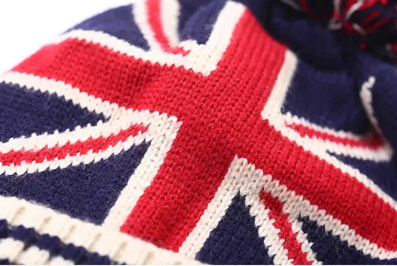 British Flag Pom-Pom Beanie For Stylish Cold Weather - Urban Caps