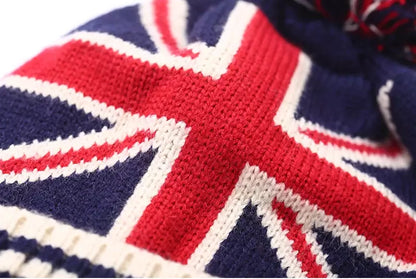 British Flag Pom-Pom Beanie For Stylish Cold Weather - Urban Caps