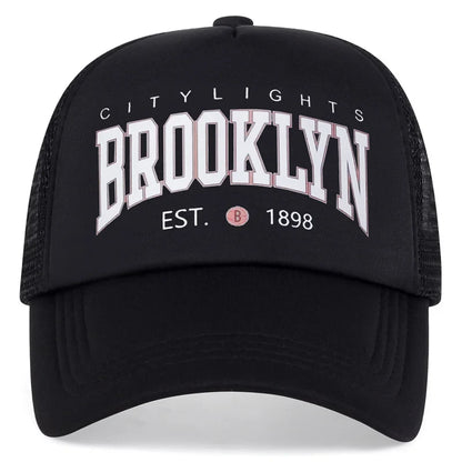 Brooklyn Black Trucker Cap - Casual Urban Style With Brooklyn Flair For Daily Use