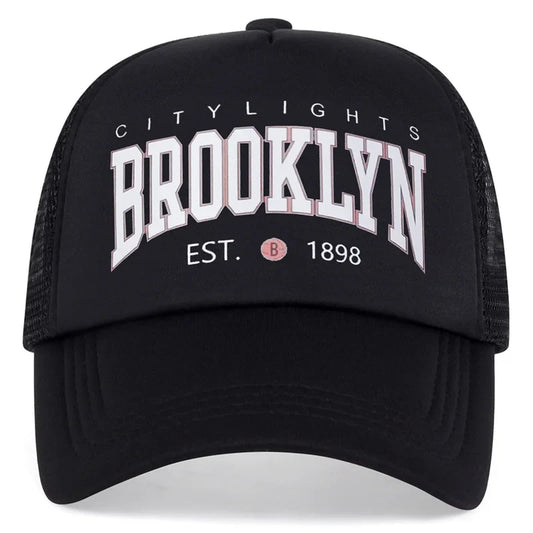 Brooklyn Black Trucker Cap - Casual Urban Style With Brooklyn Flair For Daily Use