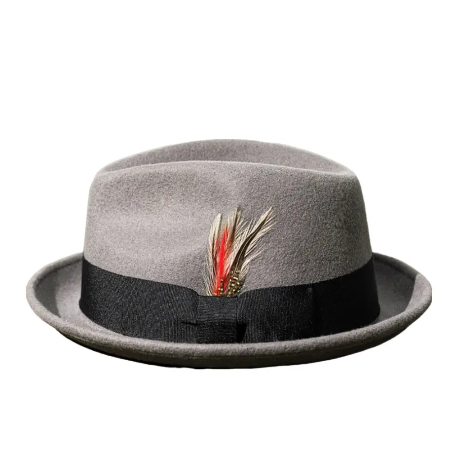 Brunner Feather Wool Fedora Hat - Classic Wool Fedora With Feather Accent For Casual Style