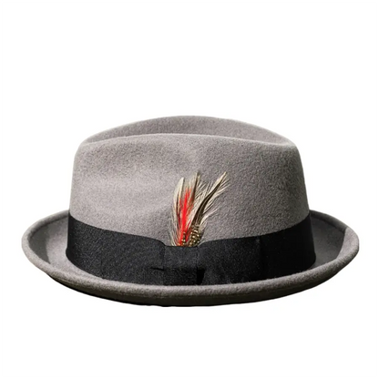 Brunner Feather Wool Fedora Hat - Classic Wool Fedora With Feather Accent For Casual Style